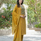 BulBul Aaliya Bright Mustard Cotton Kurta Set with Dupatta - Swadesiicart
