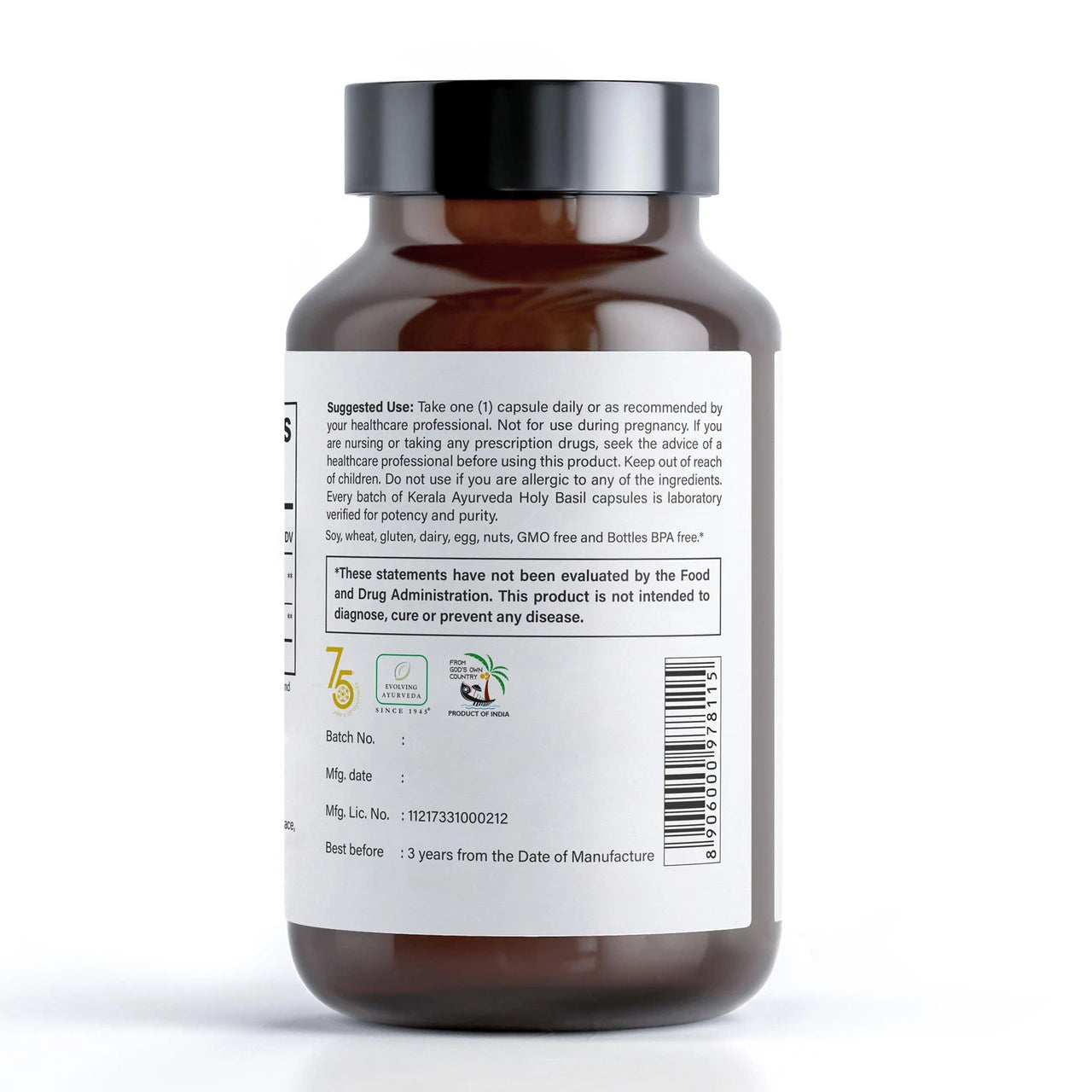 Holy Basil (Tulsi) - Natural Stress Relief with Immune Support (60 Veg Capsules)