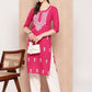 Yufta Hot Pink Floral Embroidered Pure Cotton Kurta - Swadesiicart