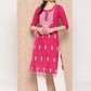 Yufta Hot Pink Floral Embroidered Pure Cotton Kurta - Swadesiicart