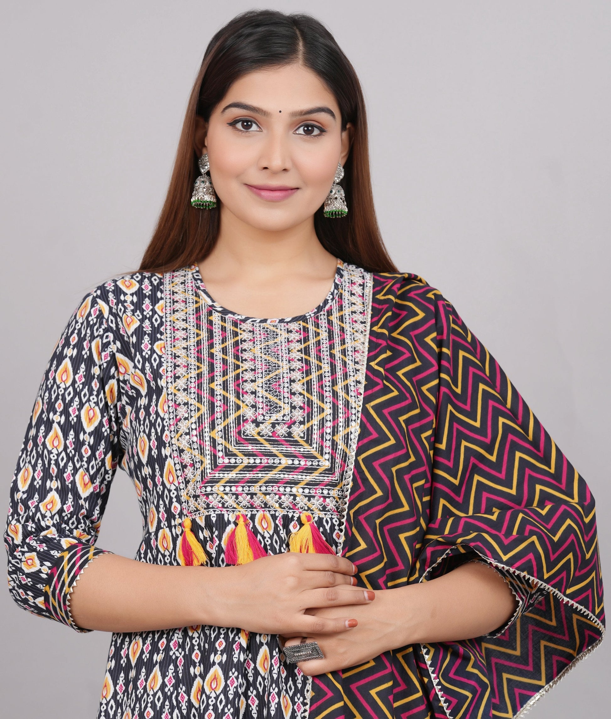 House of RP Women's Multicolor Cotton Kurta & Dupatta Set | Swadesiicart