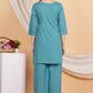 House of RP Women Teal Cotton Embroidered Coords Set | Swadesiicart