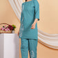 House of RP Women Teal Cotton Embroidered Coords Set | Swadesiicart