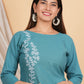 House of RP Women Teal Cotton Embroidered Coords Set | Swadesiicart