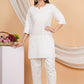 House of RP Women Off-White Cotton Chicken Embroidered Kurta & Pant Set | Swadesiicart