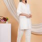 House of RP Women Off-White Cotton Chicken Embroidered Kurta & Pant Set | Swadesiicart