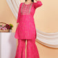 House of RP Women Pink Rayon Embroidered with Printed Kurta & Sharara Set | Swadesiicart