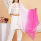 House of RP Women White Rayon Embroidered Kurta, Pant & Dupatta Set | Swadesiicart
