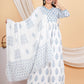 House of RP Women White & Blue Rayon Floral Print Kurta, Pant & Dupatta Set | Swadesiicart