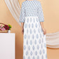House of RP Women White & Blue Rayon Floral Print Kurta, Pant & Dupatta Set | Swadesiicart