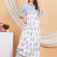 House of RP Women White & Blue Rayon Floral Print Kurta, Pant & Dupatta Set | Swadesiicart