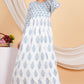 House of RP Women White & Blue Rayon Floral Print Kurta, Pant & Dupatta Set | Swadesiicart
