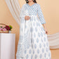 House of RP Women White & Blue Rayon Floral Print Kurta, Pant & Dupatta Set | Swadesiicart