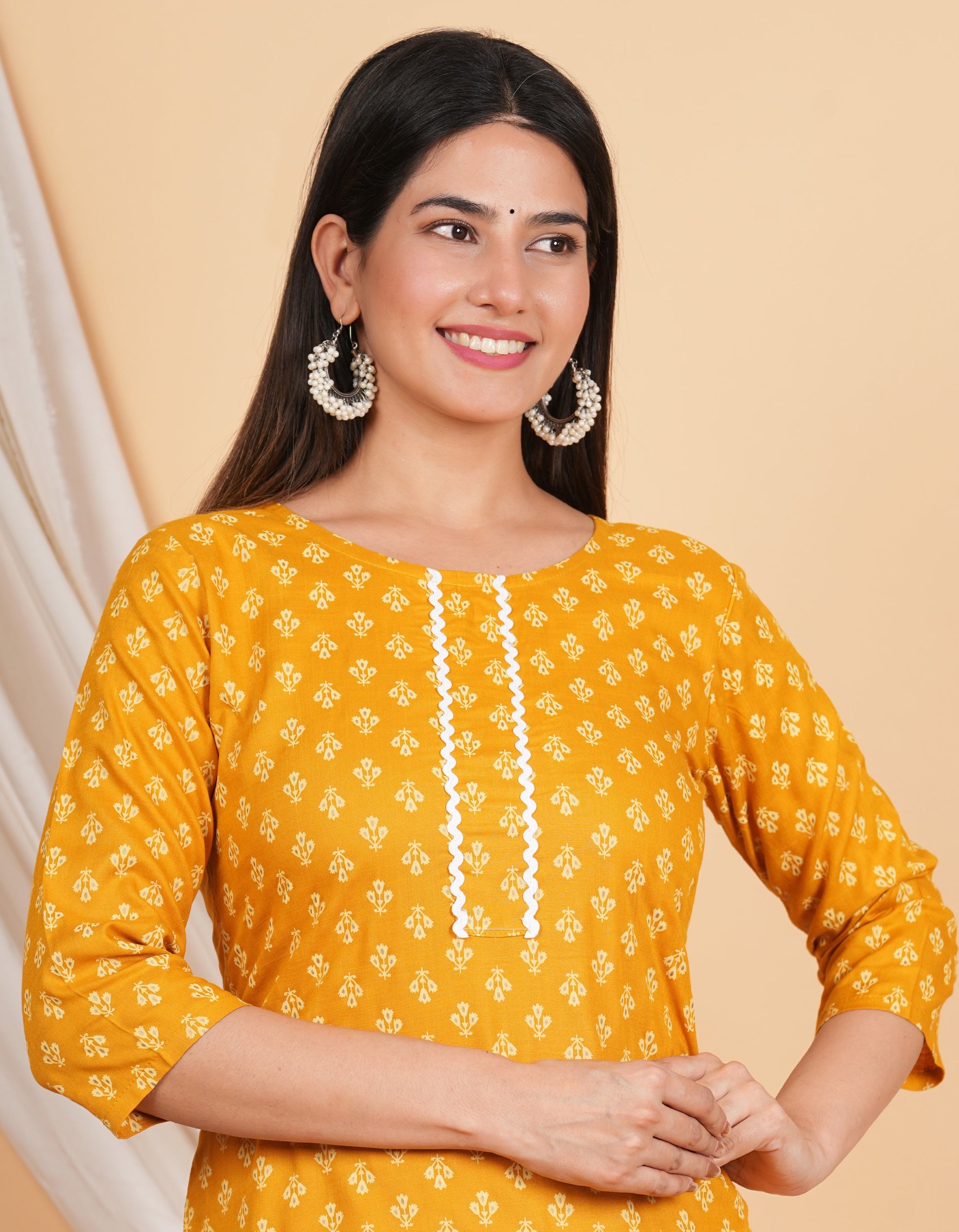 House of RP Women Yellow Rayon Floral Printed Kurta | Swadesiicart