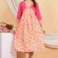 House of RP Women Rayon Peach Floral Printed Dress - Swadesiicart