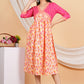 House of RP Women Rayon Peach Floral Printed Dress - Swadesiicart