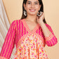House of RP Women Rayon Peach Floral Printed Dress - Swadesiicart