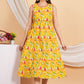 House of RP Women Rayon Yellow Abstract Printed Dress - Swadesiicart