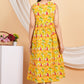 House of RP Women Rayon Yellow Abstract Printed Dress - Swadesiicart