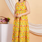 House of RP Women Rayon Yellow Abstract Printed Dress - Swadesiicart