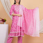 House of RP Women Rayon Cotton Floral Print Kurta ,Pant & Dupatta Set | Swadesiicart
