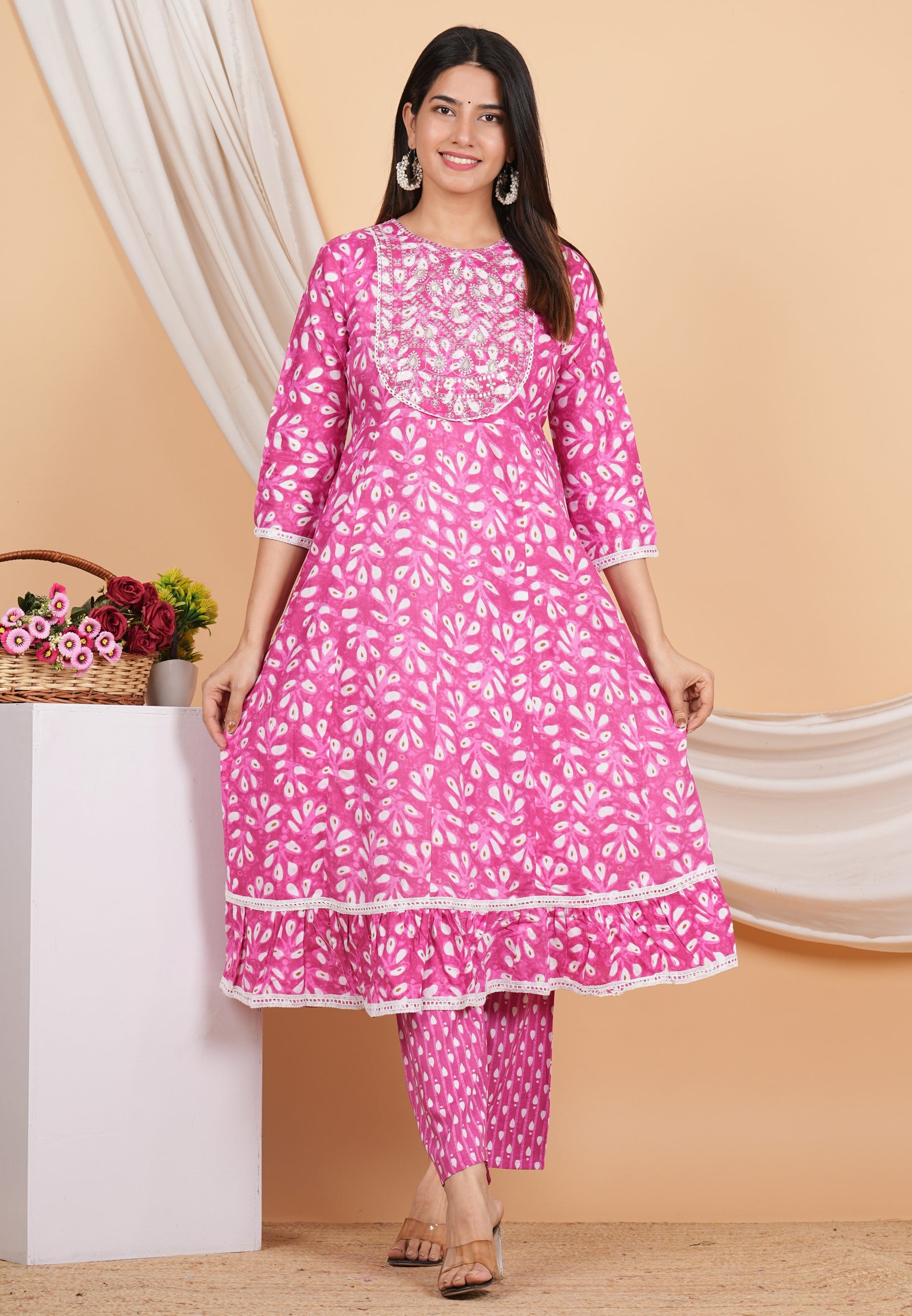 House of RP Women Rayon Cotton Floral Print Kurta ,Pant & Dupatta Set | Swadesiicart
