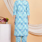 House of RP Women Blue Rayon Cotton Graphic Print Kurta ,Pant & Dupatta Set | Swadesiicart