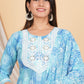 House of RP Women Blue Rayon Cotton Graphic Print Kurta ,Pant & Dupatta Set | Swadesiicart