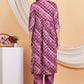 House of RP Women Rayon Dark Purple Ethnic Print Naira Cut Kurta, Pant & Dupatta Set | Swadesiicart