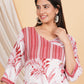 House of RP Women White & Red Rayon Floral Print Kurta & Pant Set | Swadesiicart