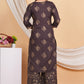 House of RP Wine Rayon Floral Print Kurta, Palazzo & Dupatta Set | Swadesiicart
