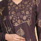 House of RP Wine Rayon Floral Print Kurta, Palazzo & Dupatta Set | Swadesiicart