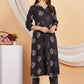 House of RP Wine Rayon Floral Print Kurta, Palazzo & Dupatta Set | Swadesiicart