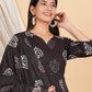 House of RP Wine Rayon Floral Print Kurta, Palazzo & Dupatta Set | Swadesiicart
