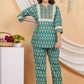 House of RP Women Teal Cotton Kurta & Pant Set | Swadesiicart