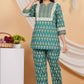 House of RP Women Teal Cotton Kurta & Pant Set | Swadesiicart