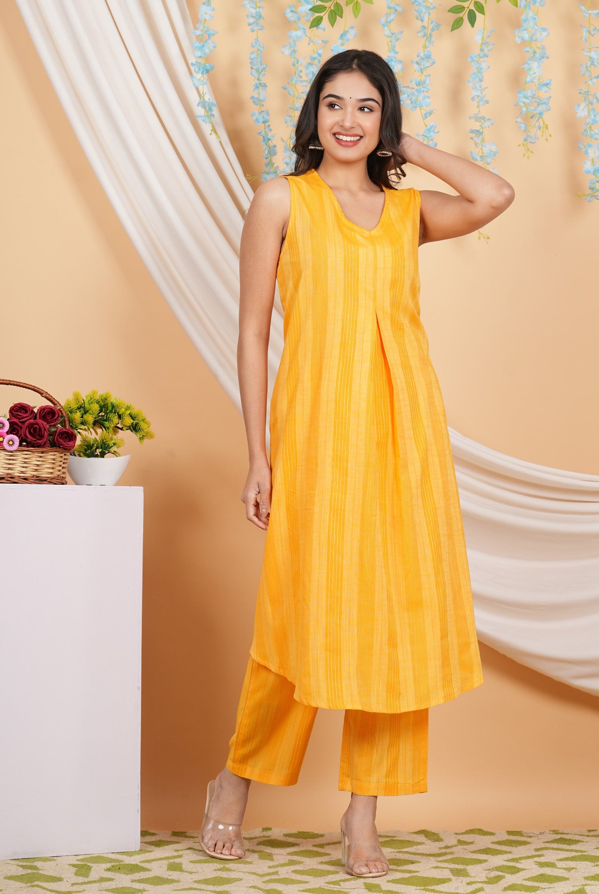 House of RP Women Orange Cotton Kurta & Pant Set | Swadesiicart