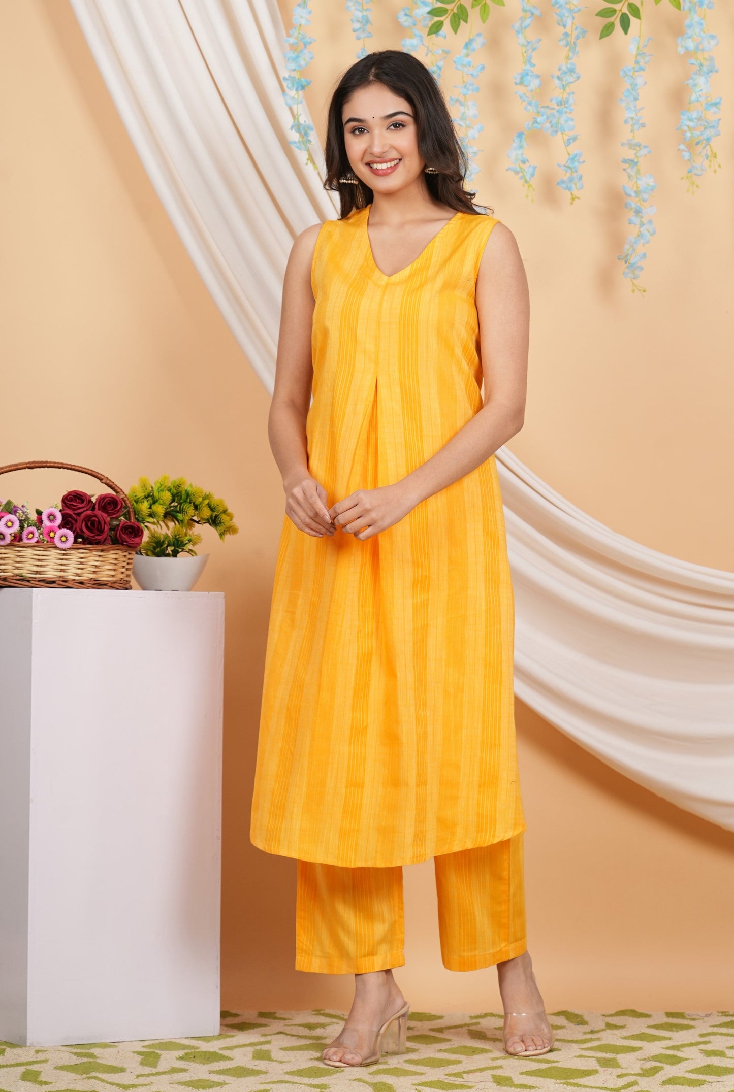 House of RP Women Orange Cotton Kurta & Pant Set | Swadesiicart
