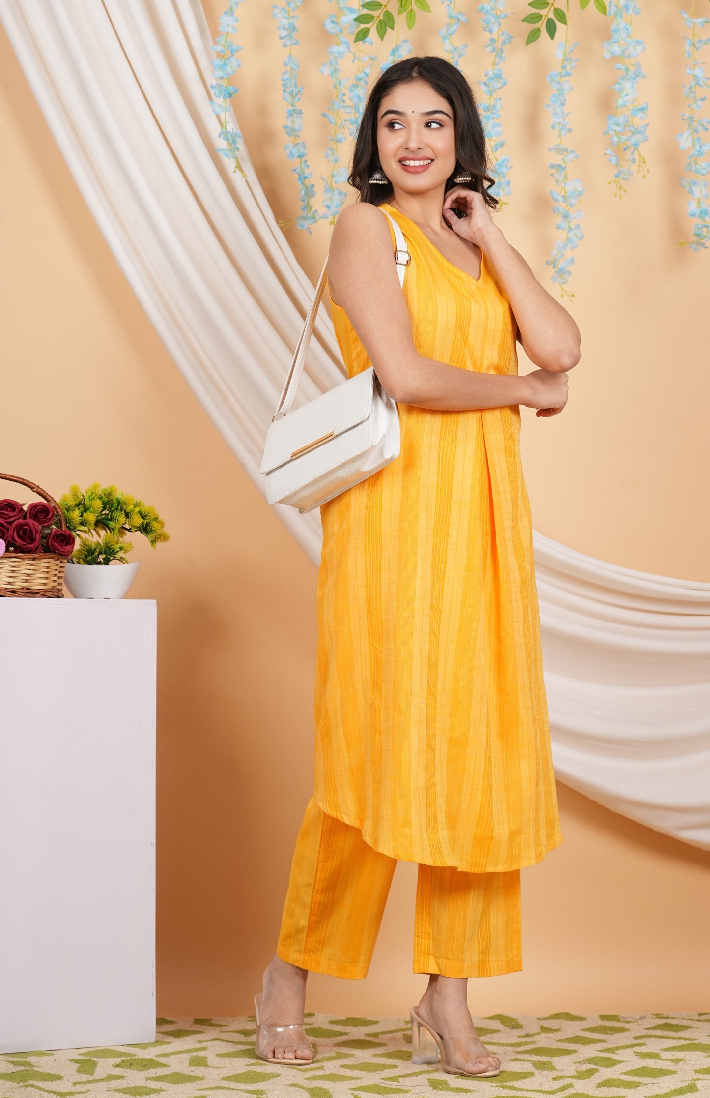 House of RP Women Orange Cotton Kurta & Pant Set | Swadesiicart