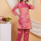 House of RP Women Fuchsia Emblished Jacquard Kurta & Pant Set | Swadesiicart
