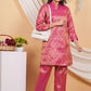 House of RP Women Fuchsia Emblished Jacquard Kurta & Pant Set | Swadesiicart