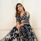 Aastha Fashion Black Butterfly Net White Cotton Thread Work And Sequence Work Embroidery Wedding Wear Lehenga Choli