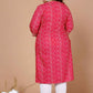 Miravan Women's Plus Size Pink Bandhani Pakistani Straight Kurti - Swadesiicart