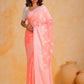Vamsee Sikha Peach Georgette Saree - Swadesiicart