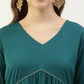 FIORRA Women's Turquise Crepe Straight Kurta Pant With Dupatta - Swadesiicart