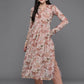 Ahalyaa Women Floral Printed Pleated Gotta Patti Kurta with Trousers - Brown Color | Swadesiicart