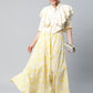 Ahalyaa Women Crepe Cream Solid Top with Printed Skirt with Ruffle Details | Swadesiicart