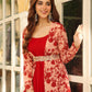 Janasya Maroon Georgette Solid Dress & Jacket | Swadesiicart