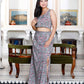 Miravan Women's Grey Floral Printed Crop Top And Skirt Co-Ord Set - Swadesiicart