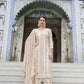 Jyoti Fashion Women's Beige Faux Georgette Heavy Embroidery and Moti Work Kurta Set | Swadesiicart